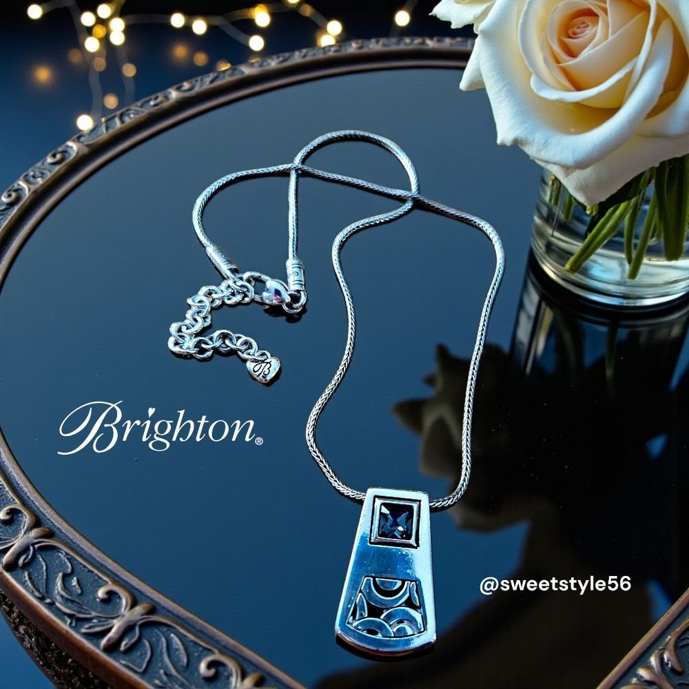 BRIGHTON "Bloc Haus" Vintage Silver And Smoky Crystal Necklace STATEMENT MAKING!